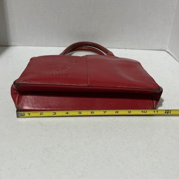 VTG Radley Red Leather Multicompartment Handbag Scottie Dog Logo Floral - Picture 8 of 16